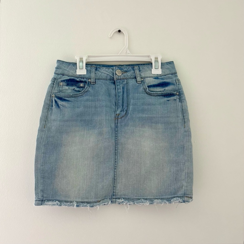 denim mini skirt